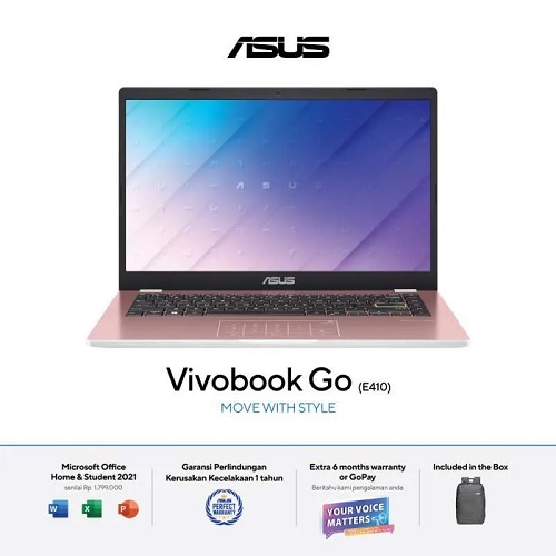 ASUS VIVOBOOK E410KAO-HD424 (CELERON N4500, 4GB, 512GB, WIN 11, 14 INCH, ROSE PINK) 