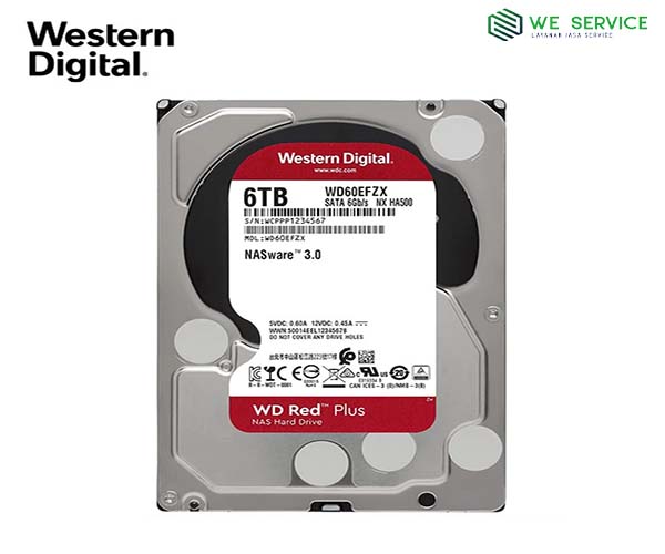 WDC 6TB SATA3 128MB - Red Plus - WD60EFZX - Garansi 3 Th (For NAS)