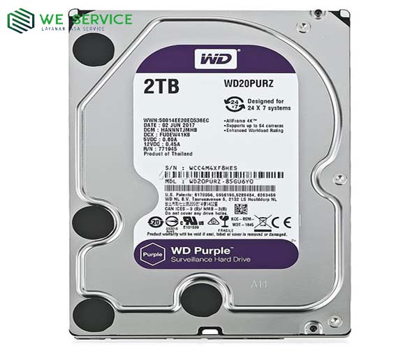 WDC Purple Surveillance 2TB - WD22PURZ - Garansi 3 Thn